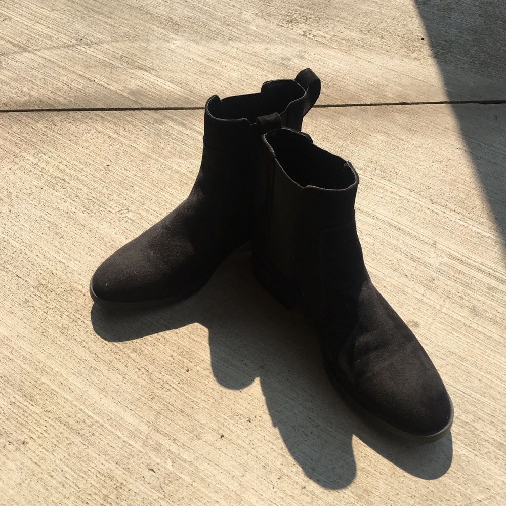 Black faux suede ankle boots(fits like a size 8)